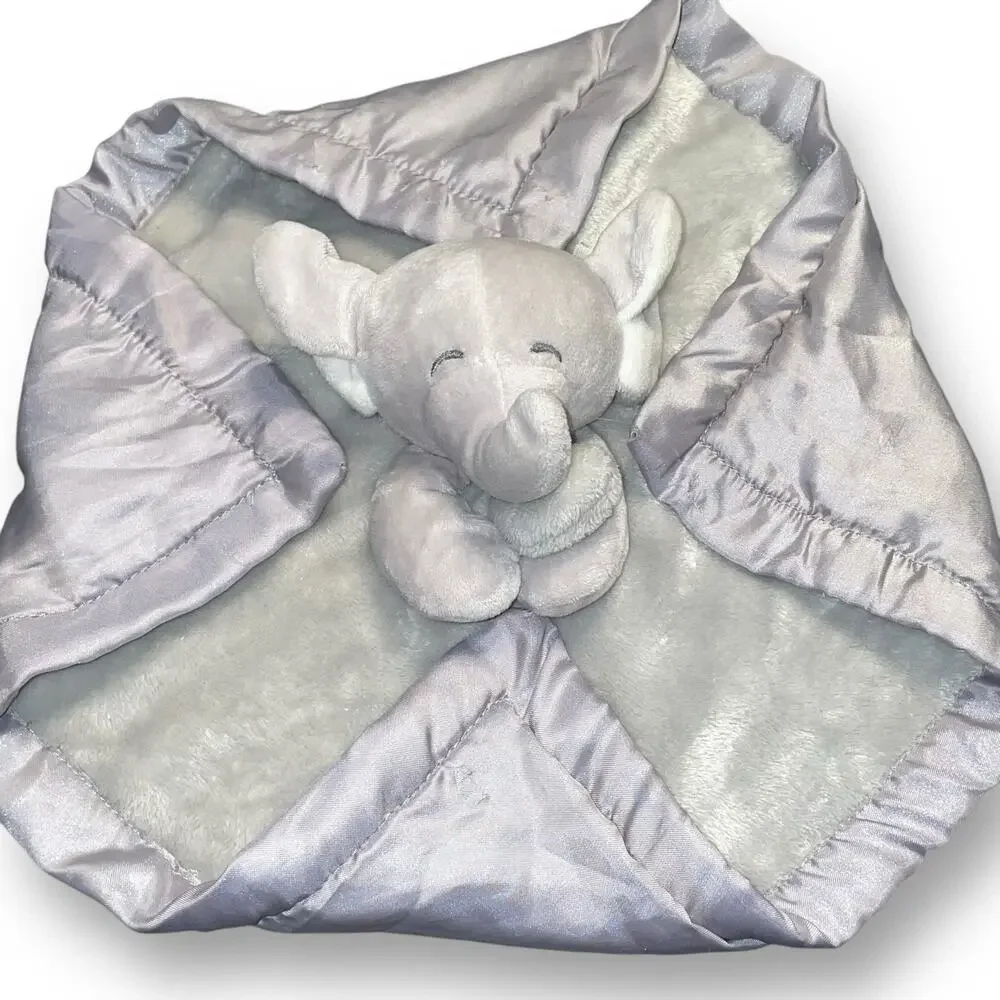 Carters Elephant Lovey Security Blanket Baby Safe Stitched Eyes Gray Nursery 14